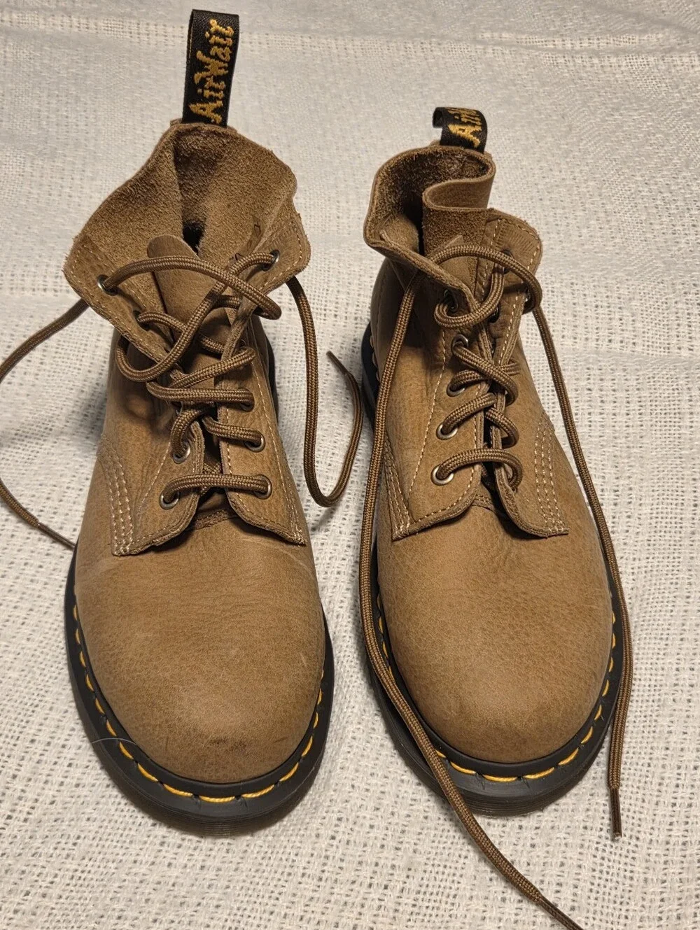 Dr. Martens 101 Unbound Tumbled Nubuck Leather Boots Tan 6M 7L Air Wair